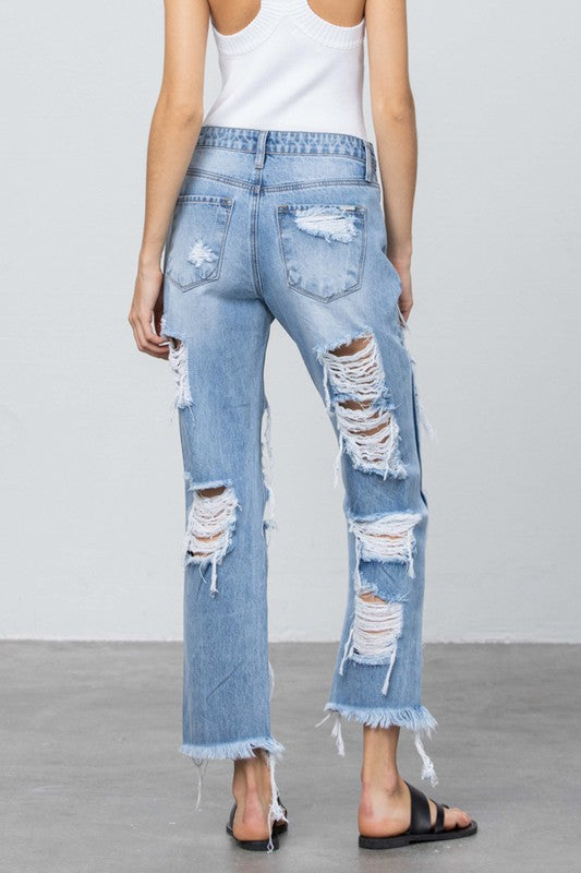HEAVY DESTROYED STRAIGHT JEANS - Always24
