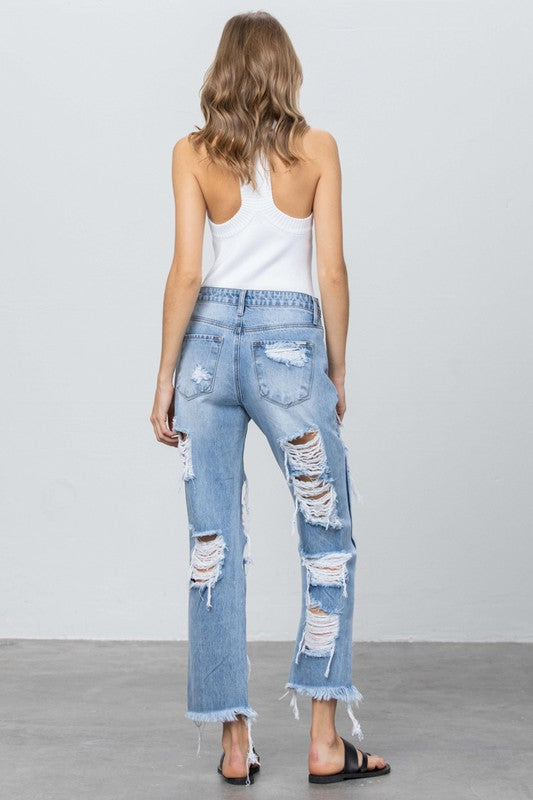 HEAVY DESTROYED STRAIGHT JEANS - Always24