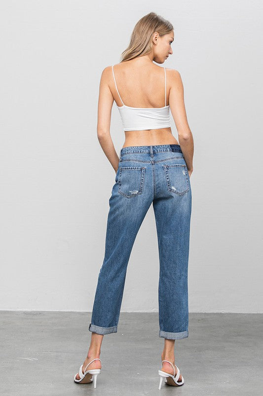DISTRESSED PREMIUM BOYFRIEND JEANS - Always24