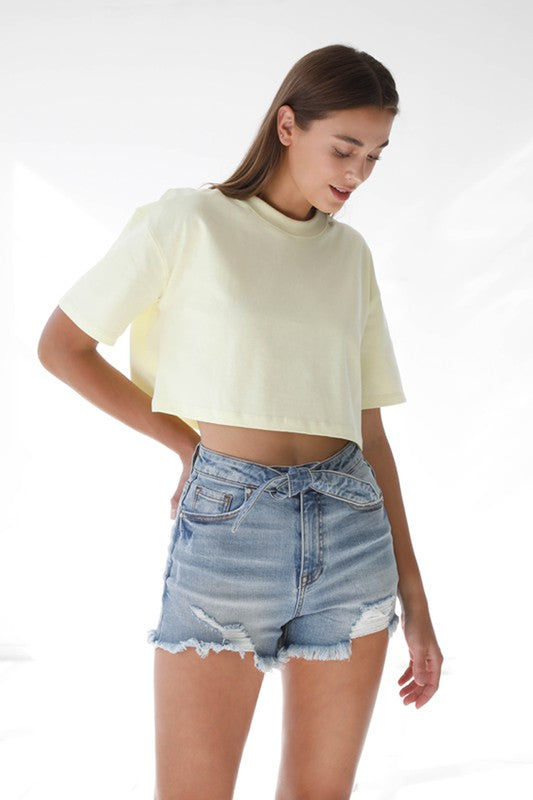 FRONT RIBBON TIE DETAIL SHORTS - Always24