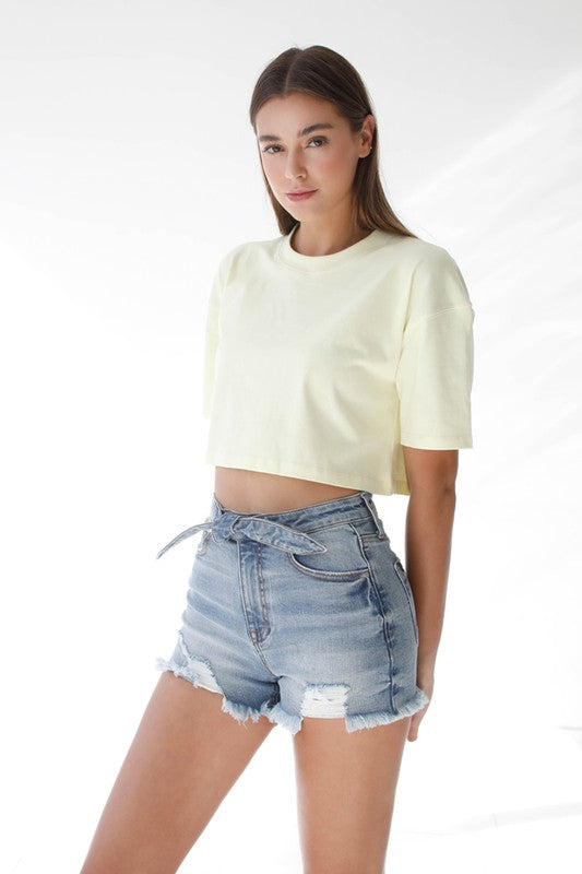 FRONT RIBBON TIE DETAIL SHORTS - Always24