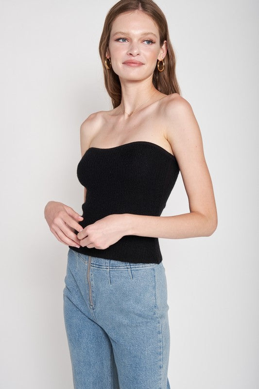 FUZZY SWATER TUBE TOP - Always24
