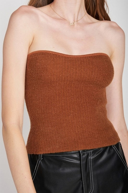 FUZZY SWATER TUBE TOP - Always24