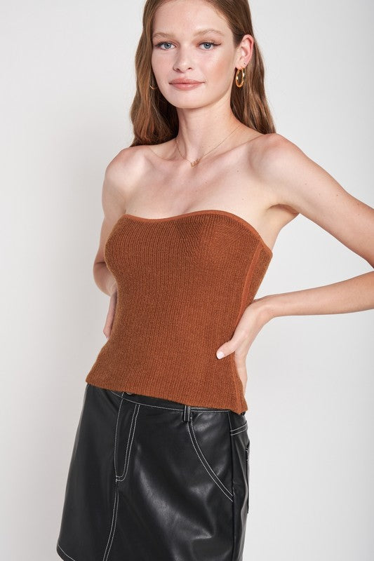 FUZZY SWATER TUBE TOP - Always24