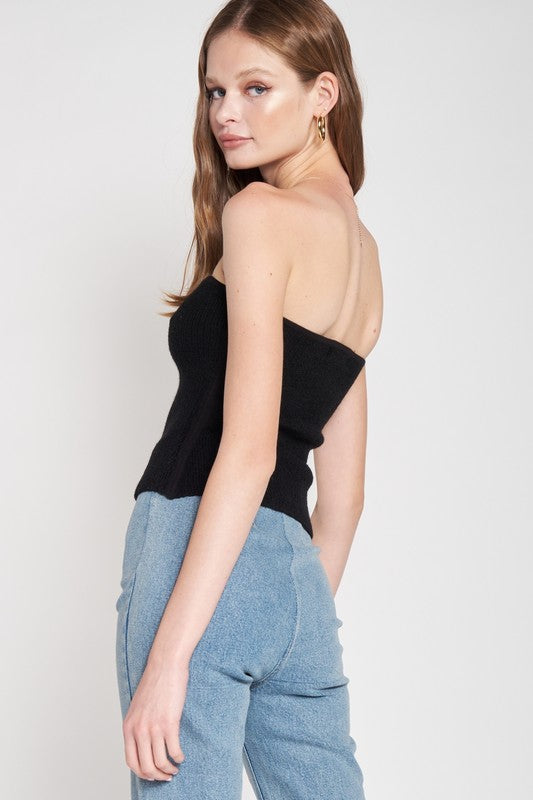 FUZZY SWATER TUBE TOP - Always24