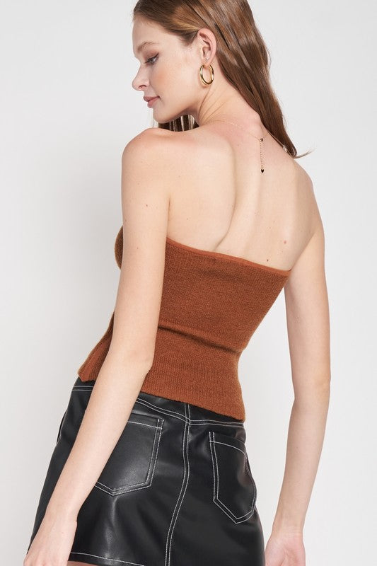 FUZZY SWATER TUBE TOP - Always24