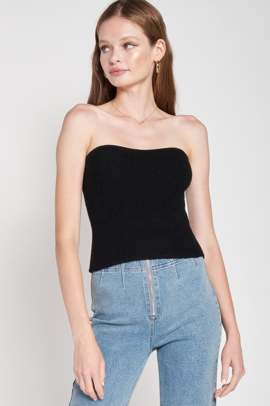 FUZZY SWATER TUBE TOP - Always24