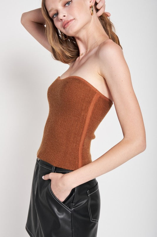 FUZZY SWATER TUBE TOP - Always24