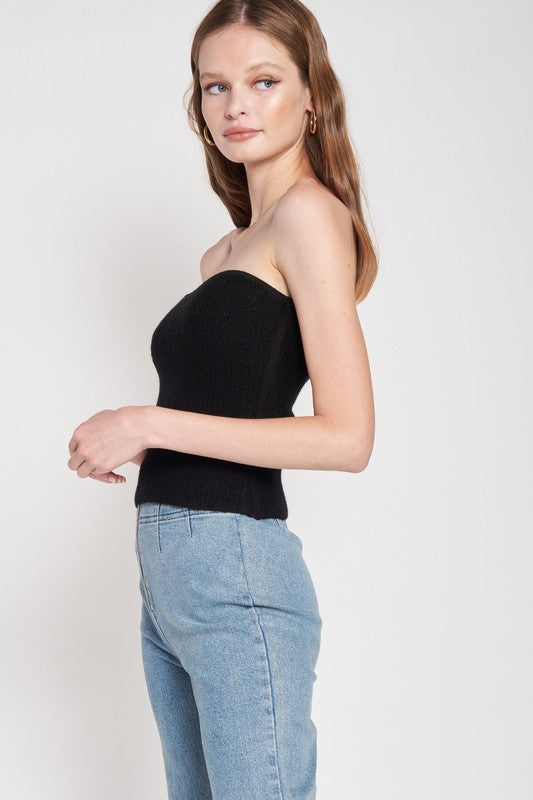 FUZZY SWATER TUBE TOP - Always24
