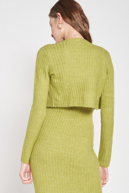 CROPPED RIB CARDIGAN - Always24
