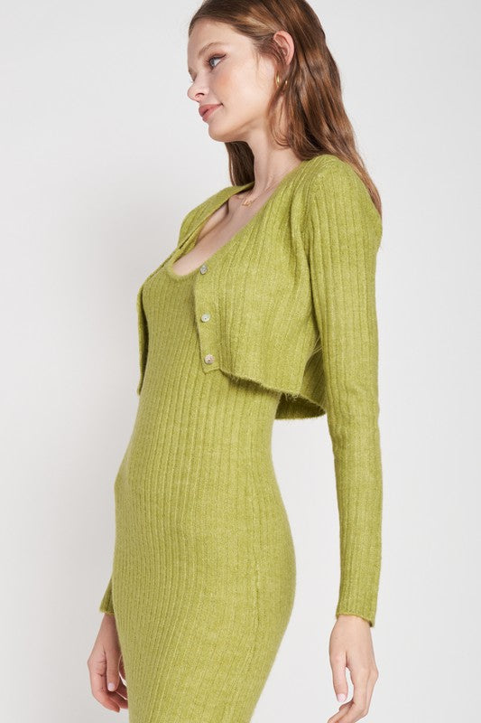 CROPPED RIB CARDIGAN - Always24