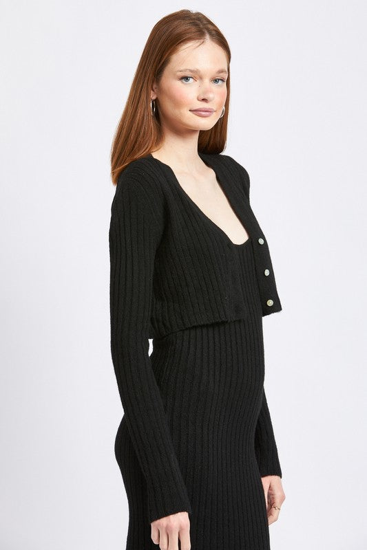 CROPPED RIB CARDIGAN - Always24