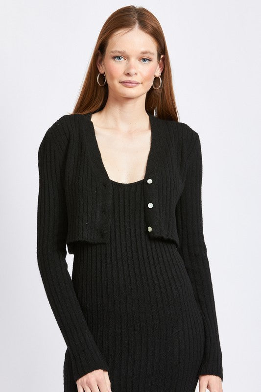 CROPPED RIB CARDIGAN - Always24