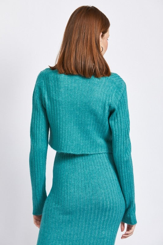 CROPPED RIB CARDIGAN - Always24