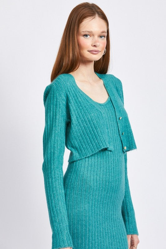 CROPPED RIB CARDIGAN - Always24