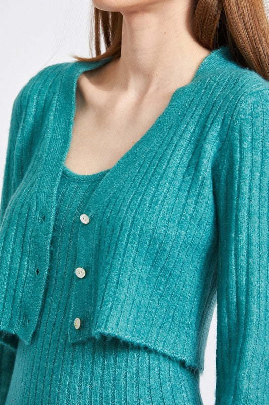 CROPPED RIB CARDIGAN - Always24