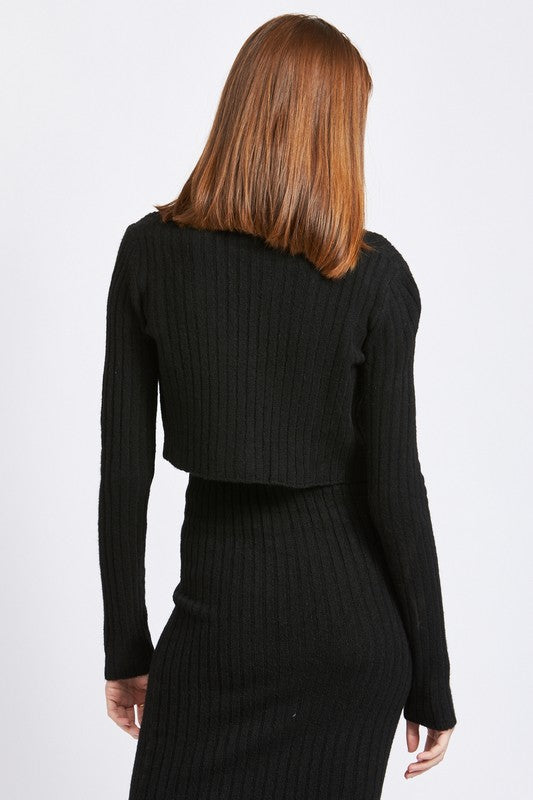CROPPED RIB CARDIGAN - Always24