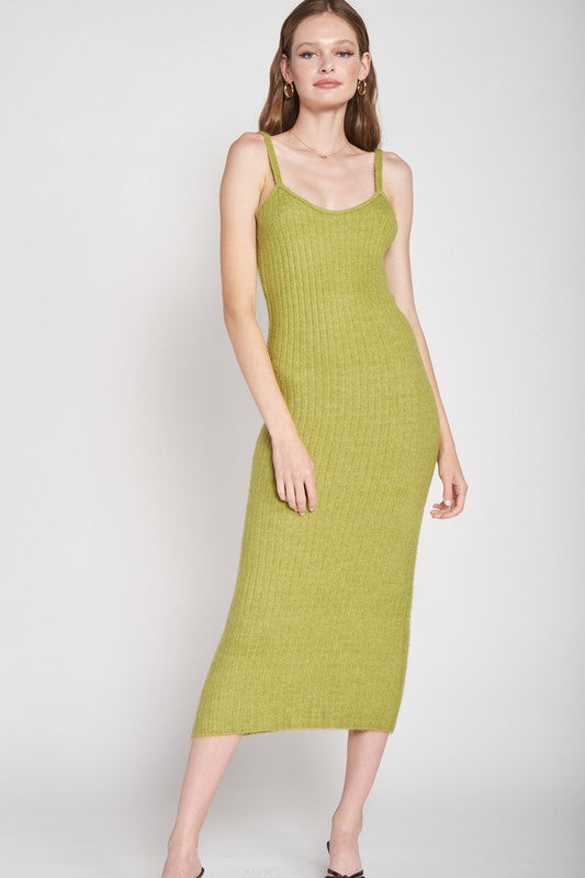 SPAGHETTI STRAP BODYCON MIDI DRESS - Always24