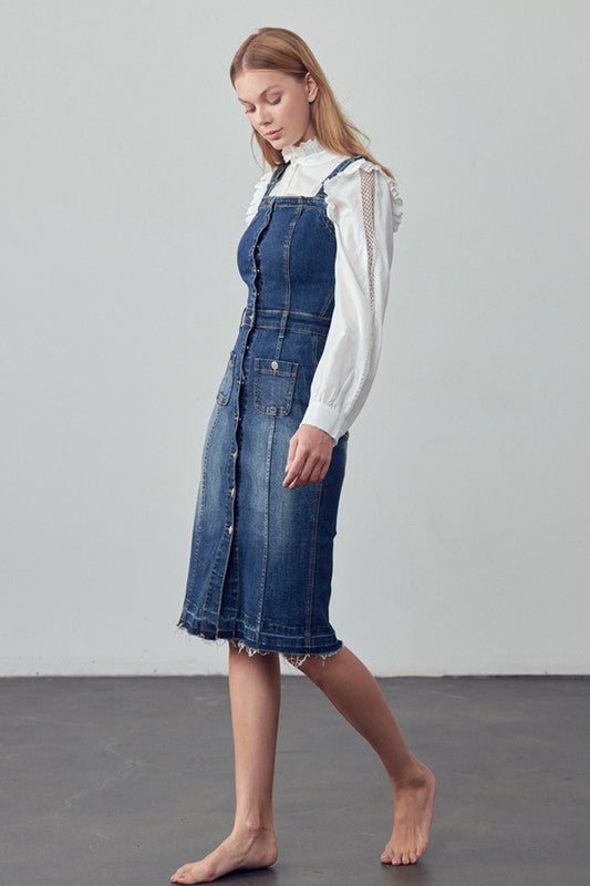 SUSPENDERS DENIM SKIRT - Always24