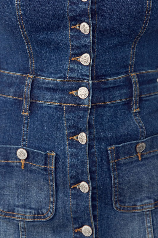 SUSPENDERS DENIM SKIRT - Always24