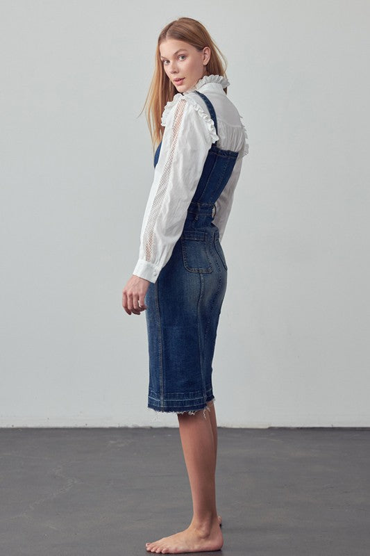 SUSPENDERS DENIM SKIRT - Always24