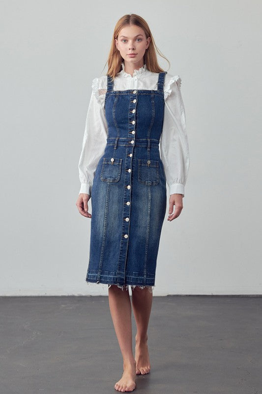 SUSPENDERS DENIM SKIRT - Always24