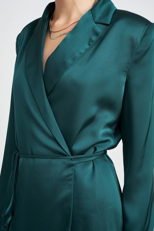 WRAPPED BLAZER MINI DRESS WITH DRAWSTRING - Always24