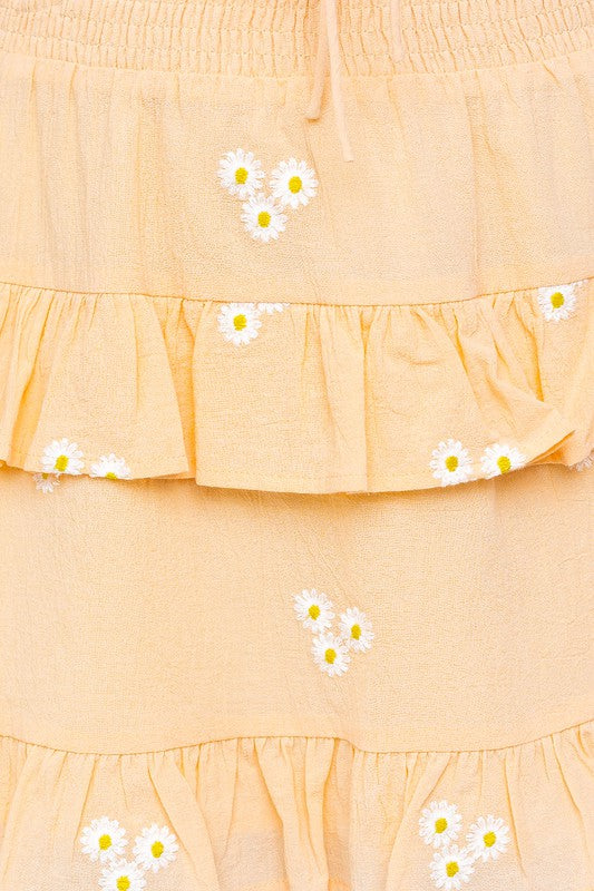 Always24 Daisy Embroidered Tiered Mini Skirt - Always24