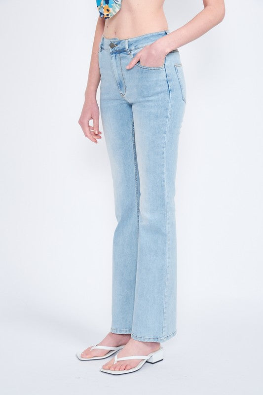 HIGH WAISTED WIDE LEG DENIM JEANS - Always24