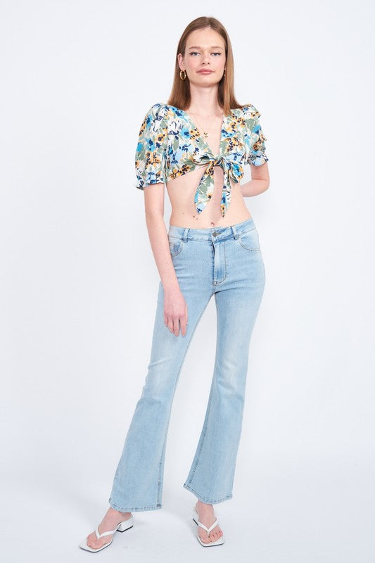 HIGH WAISTED WIDE LEG DENIM JEANS - Always24