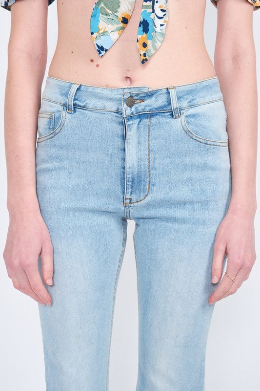 HIGH WAISTED WIDE LEG DENIM JEANS - Always24