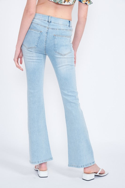HIGH WAISTED WIDE LEG DENIM JEANS - Always24