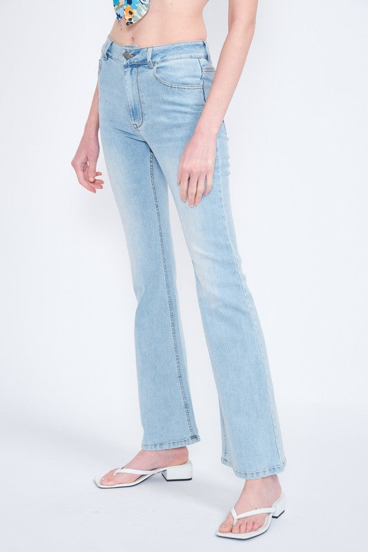 HIGH WAISTED WIDE LEG DENIM JEANS - Always24