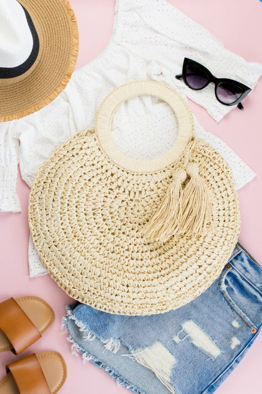 Straw Tassel O-Ring Tote - Stylish & Eco-Friendly Bag