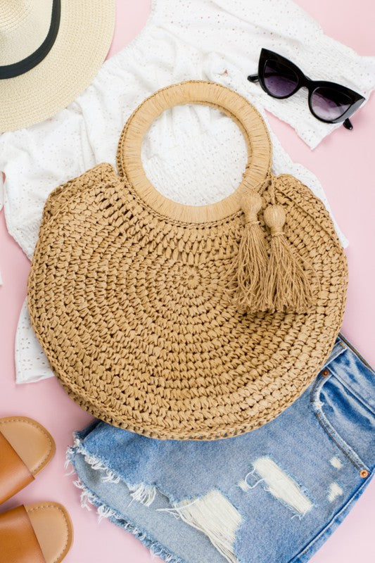Straw Tassel O-Ring Tote - Stylish & Eco-Friendly Bag