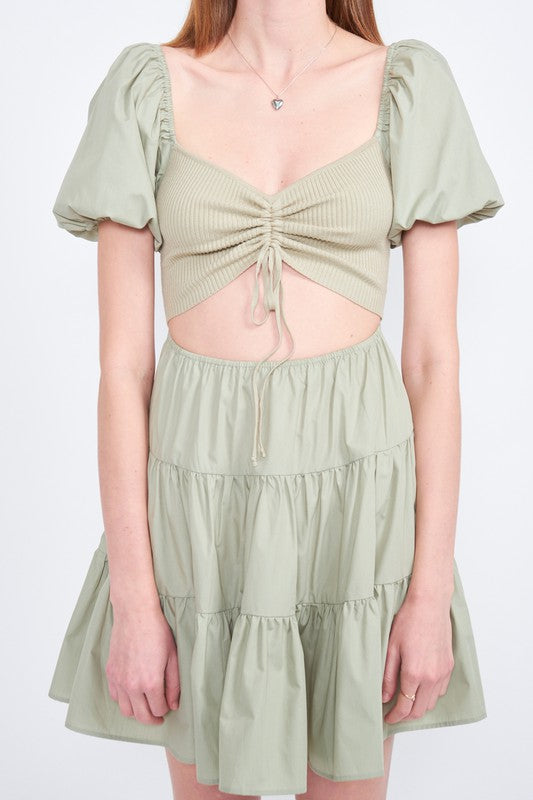 PUFF SLEEVE BABY DOLL MINI DRESS - Always24
