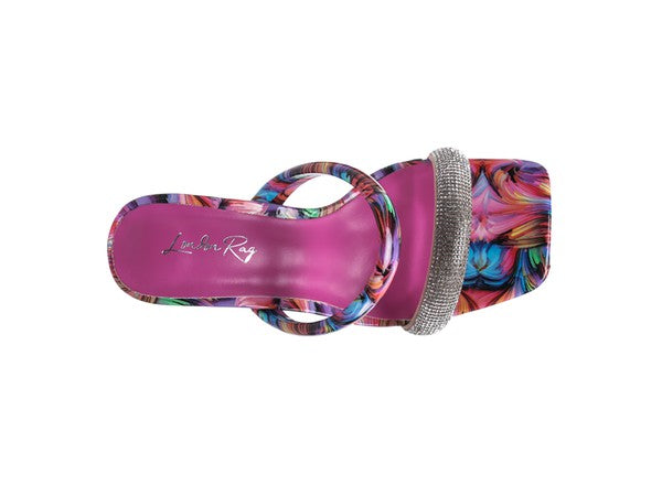 Marble Print Block Heel Slides | Clear Detail | Stylish Footwear - Trendify