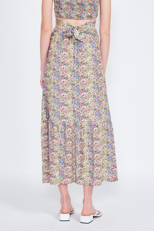 BUTTON UP FLORAL MAXI SKIRT - Always24