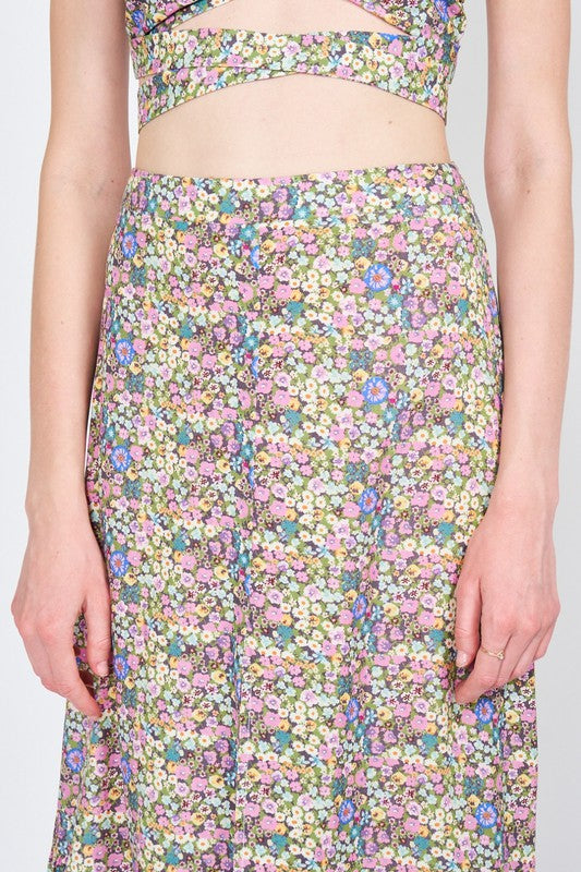 BUTTON UP FLORAL MAXI SKIRT - Always24