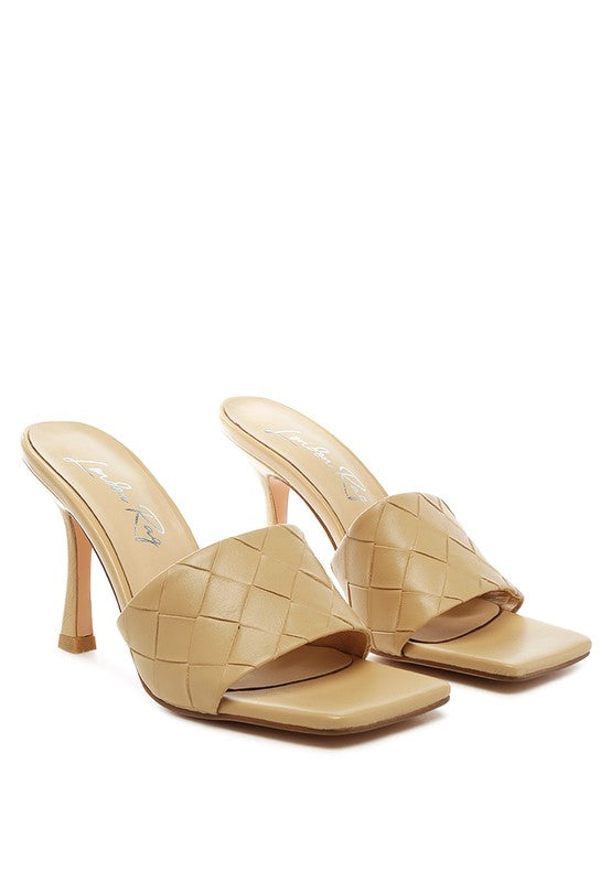 High Heeled Woven Square Toe Sandal - Elegant Summer Style - ShoeEmpire