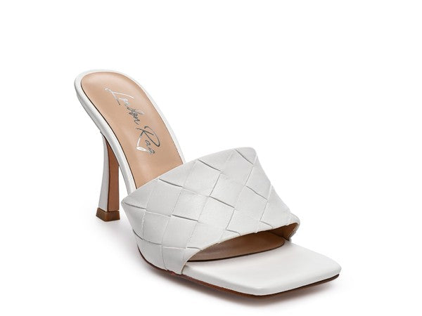 High Heeled Woven Square Toe Sandal - Elegant Summer Style - ShoeEmpire