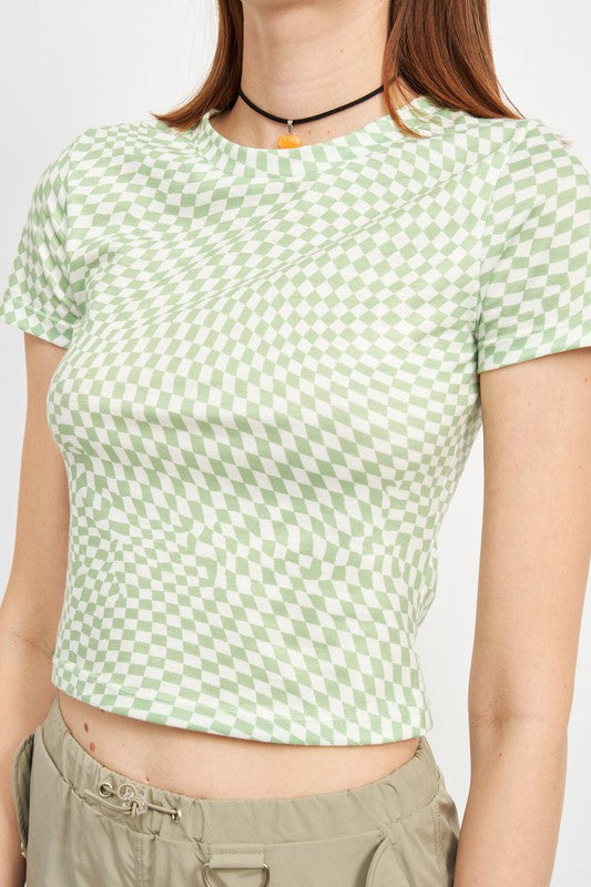 CHECKERED SHORT SLEEVE BABY TEE - Always24