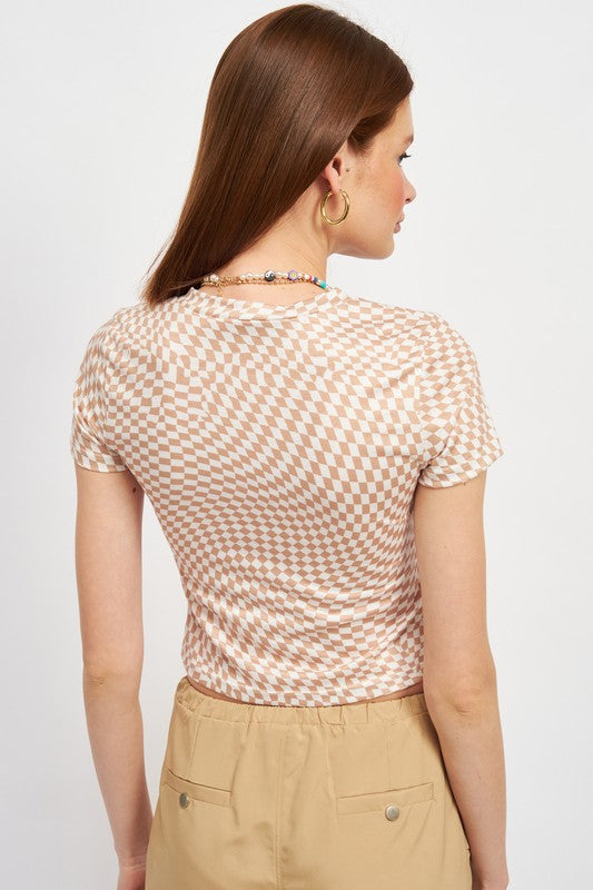 CHECKERED SHORT SLEEVE BABY TEE - Always24