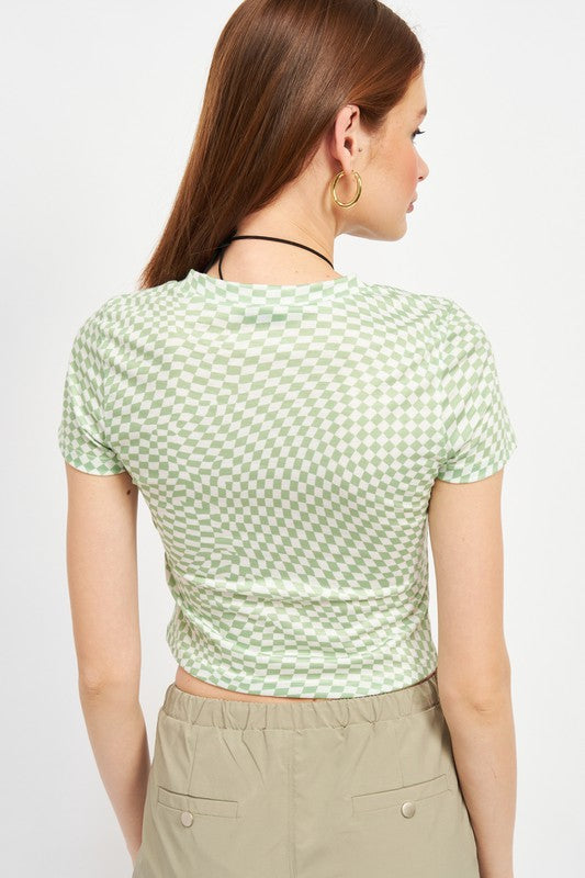 CHECKERED SHORT SLEEVE BABY TEE - Always24