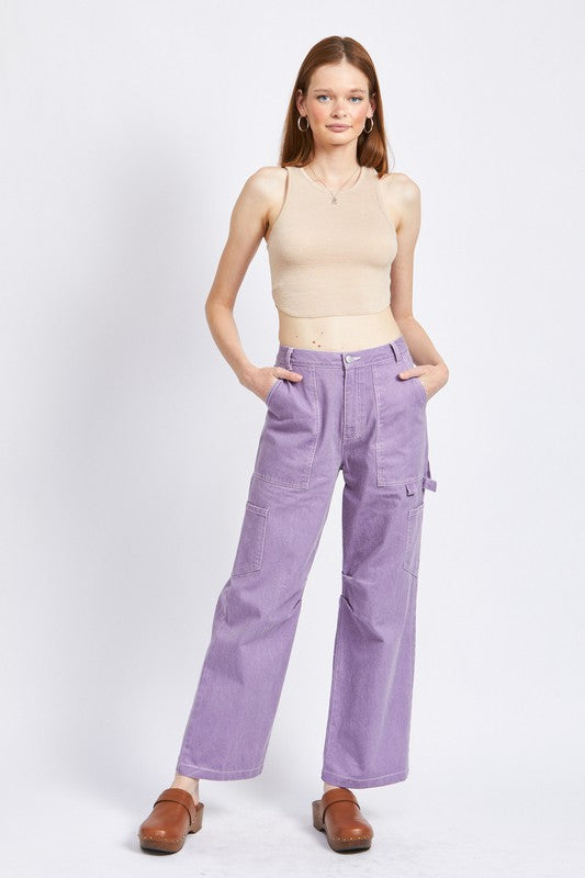 HIGH RISE FIT CARGO PANTS - Always24