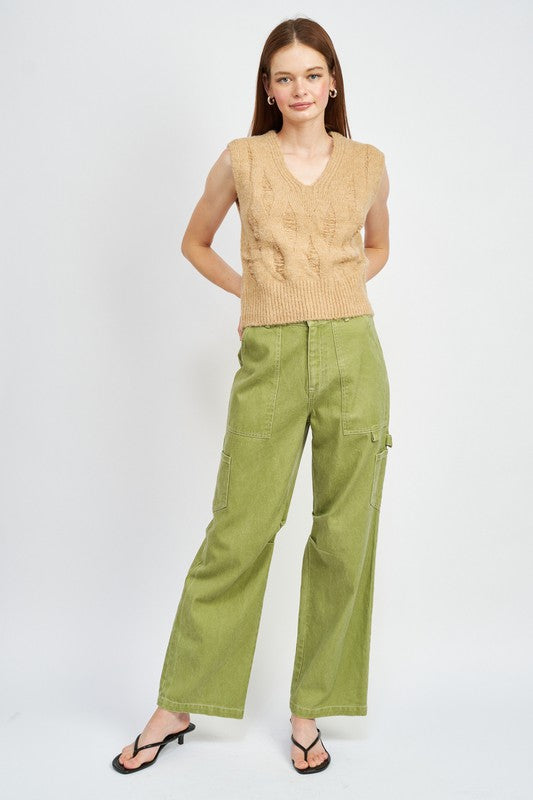 HIGH RISE FIT CARGO PANTS - Always24