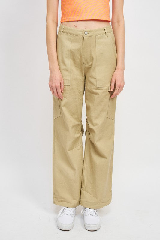 HIGH RISE FIT CARGO PANTS - Always24