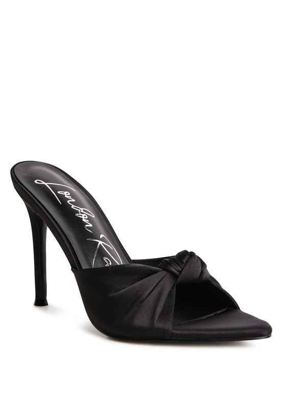 Always24 FIRST CRUSH SATIN KNOT HIGH HEELED SANDALS