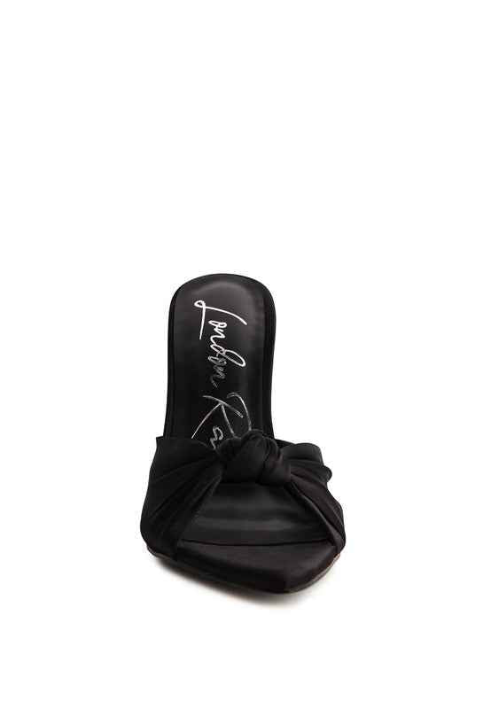 Always24 FIRST CRUSH SATIN KNOT HIGH HEELED SANDALS