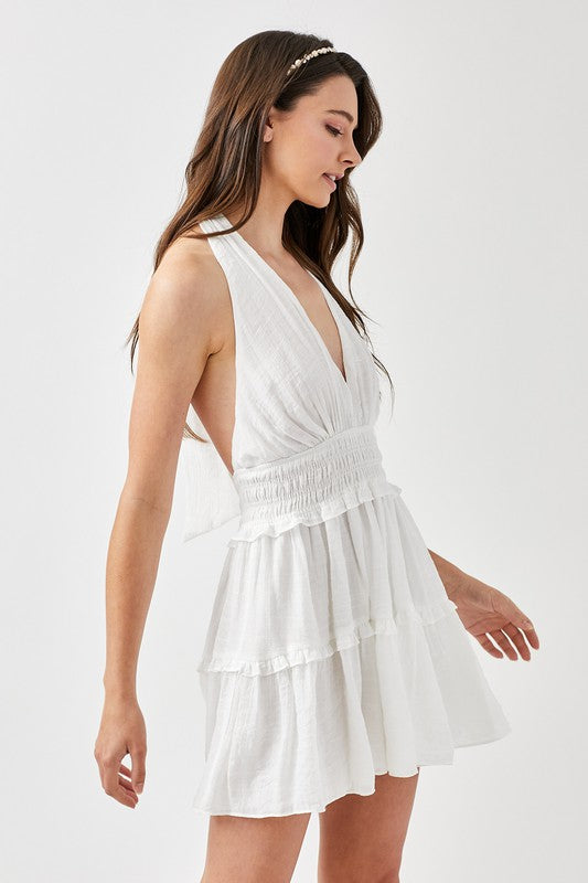 Always24 Halter Neck Smocked Ruffle Dress - Always24